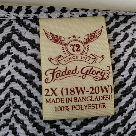 Faded Glory Polyester Tank Top 2X Black White 18W-20W - Picture 3 of 8